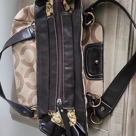 Coach Kristi Siganature Ott Hobo Bag Tan and Black Shoulder Bag - Picture 7 of 16